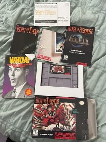 Secret Of Evermore (Super Nintendo SNES) Complete in Box w/ Posters CIB