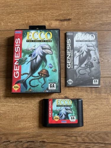 Ecco: The Tides of Time (Sega Genesis, 1994) CIB Complete Tested Working!