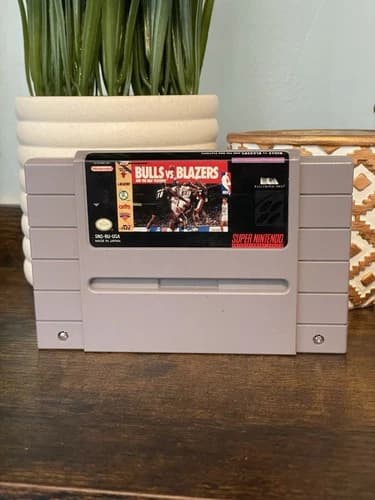 Bulls vs Blazers NBA Playoffs SNES Super Nintendo Jordan Drexler TESTED & WORKS