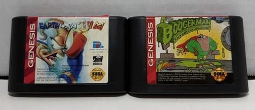 Boogerman A Pick and Flick Adventure And Earthworm Jim Sega Genesis 1994