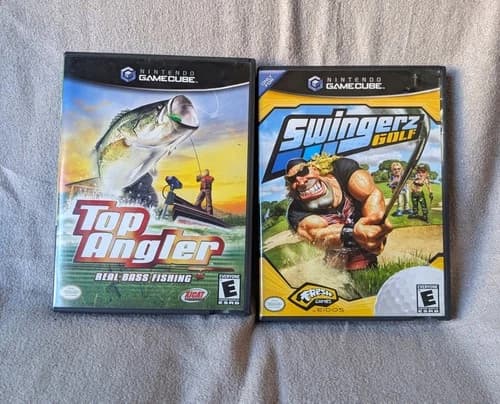 Nintendo GameCube - Top Angler (2003) and Swingerz Golf (2002) *CIB*
