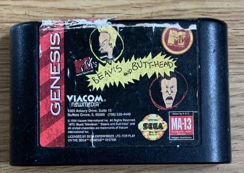 MTV's Beavis and Butt-Head (Sega Genesis, 1994) Cartridge Only