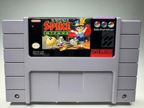 The Twisted Tales of Spike McFang SNES Authentic Tested Save Working Clean Label