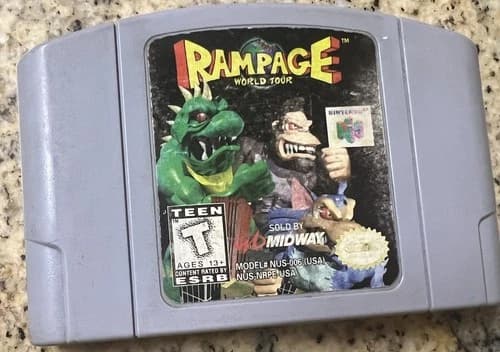 Rampage World Tour (Nintendo 64, N64, 1997) Authentic! Cart Only! Tested!