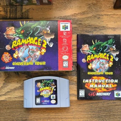 Rampage 2: Universal Tour (Nintendo 64 N64) Complete in Box CIB Very Good Cond