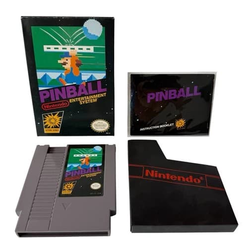 PINBALL - NES Game - Black Box - Cart Manual Box Foam - Complete CIB - AUTHENTIC