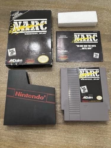 NES NARC Complete Cart Box Manual Nintendo NES Acclaim Free Shipping