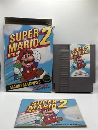 Super Mario Bros. 2 (Nintendo NES) Video Game With Box And Manual