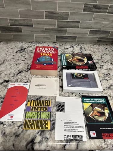 Where in the World is Carmen Sandiego (SNES/Super Nintendo) CIB COMPLETE BIG BOX