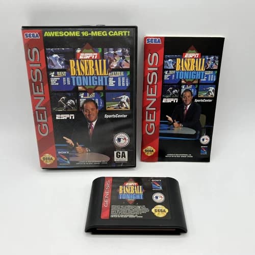 Sega Genesis ESPN Baseball Tonight CIB Complete Tested & Working Authentic 1994