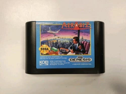 SEGA GENESIS AEROBIZ BUSINESS SIMULATION GAME HTF CLASSIC TOEI 1992