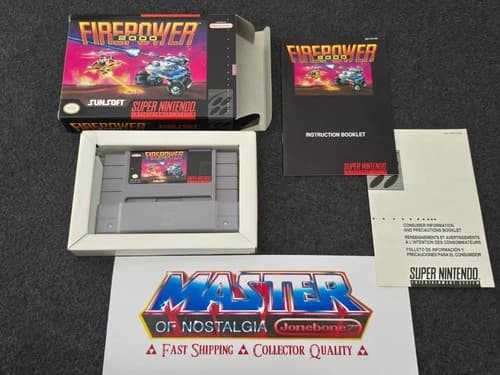 SNES FIREPOWER 2000 Complete CIB Box Game Super Nintendo Fire Power Rare