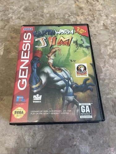 Earthworm Jim Game (Sega Genesis, 1994) CIB Complete Tested Retro GA 24 Megs