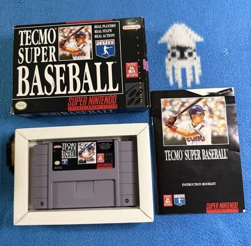 Tecmo Super Baseball Super Nintendo Snes Cib Tested Authentic Good Condition