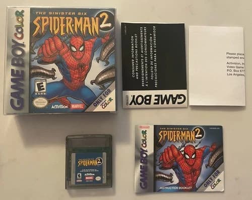 SPIDER-MAN 2 THE SINISTER SIX - Game Boy Color Gameboy GBC- CIB Complete Tested
