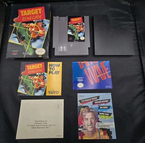 Target: Renegade (Nintendo NES, 1990) Complete CIB Box Manual Inserts Tested