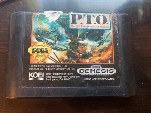 P.T.O. Pacific Theater of Operations (Sega Genesis PTO) Authentic Game Cartridge