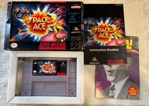 Space Ace (Super Nintendo Entertainment System, 1994) Working, Complete in Box