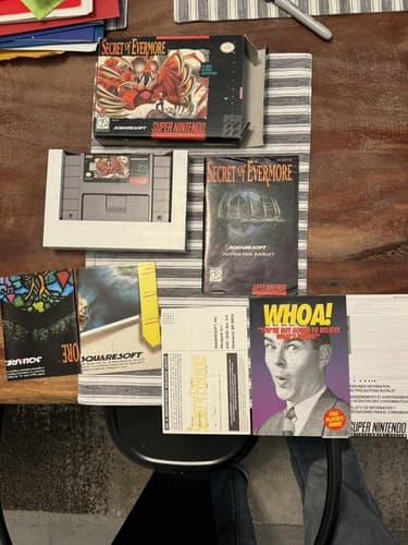 Secret of Evermore SNES Super Nintendo 100% Complete CIB Manual Reg Card Posters