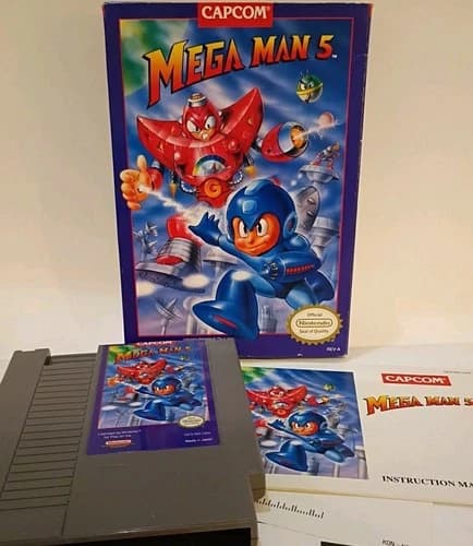 Mega Man 5 Nintendo NES Complete in Box Megaman 5 Tested CIB with Manual "RARE"