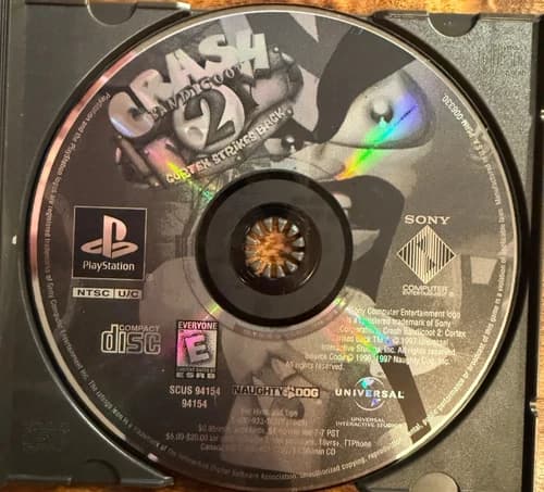 Crash Bandicoot 2 Cortex Strikes Back PlayStation 1 PS1 Disc Only Tested Working