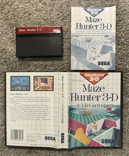 Maze Hunter 3-D (Sega Master System, 1988) Complete CIB Authentic & Tested