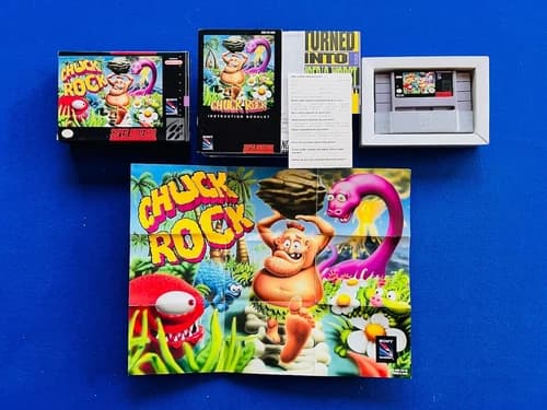 Chuck Rock Super Nintendo SNES 100% CIB Complete Box Manual Inserts Reg Card EX