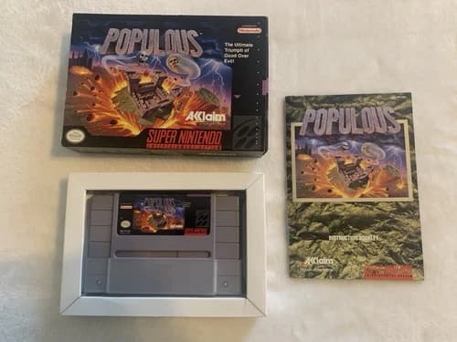 Populous (Super Nintendo Entertainment System, 1991) SNES Complete In Box CIB