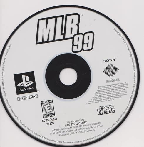 MLB 99 (Sony PlayStation 1, 1998) – Disc Only Tested PS1 Baseball Game