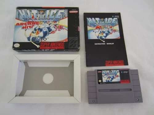 Hit the Ice (SNES) Super Nintendo CIB Complete Box Hockey 1993 Taito RARE