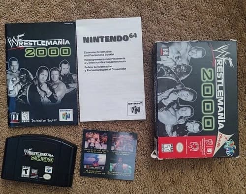 WWF WrestleMania 2000 N64 CIB Authentic Used SUPER RARE HOLOGRAM CARD