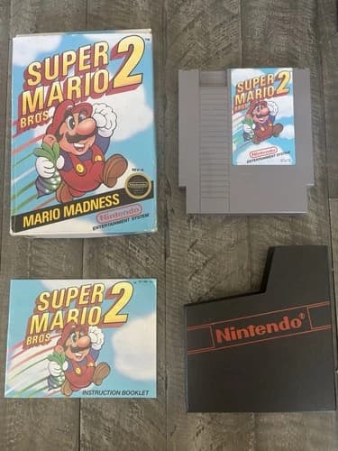 Super Mario Bros. 2 (Nintendo NES, 1988) COMPLETE CIB Authentic Tested +Inserts!