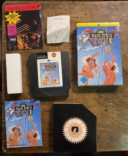 1991 Venice Beach Volleyball Nintendo NES w/ Box Manual Original Receipt