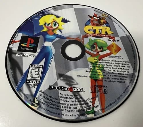 CTR Crash Team Racing (Sony PlayStation 1 PS1) Black Label disc only