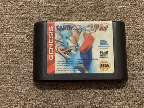 Earthworm Jim (Sega Genesis, 1994) Cartridge Only - Former Rental - Tested