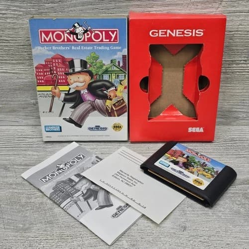 Monopoly Sega Genesis Cardboard Box Complete CIB Tested Working Strategy