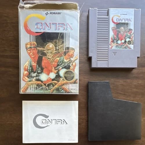 Konami Contra Nintendo NES Complete, Box, Manual, Sleeve, Game Cartridge