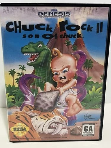 Chuck Rock II: Son of Chuck - Sega Genesis, 1993 Complete CIB Tested and working
