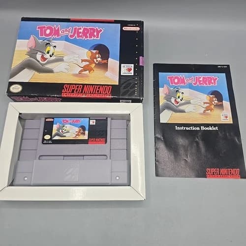 Tom and Jerry (Super Nintendo, 1993 SNES) Complete With Manual CIB