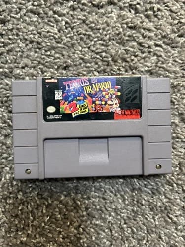 Tetris Dr. Mario SNES Super Nintendo Authentic Tested