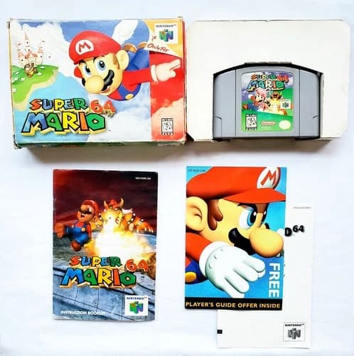 Super Mario 64 (Nintendo 64 N64, 1996) Complete Box CIB Authentic w/Box Protect