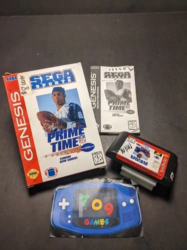 Prime Time NFL Starring Deion Sanders (Sega Genesis, 1995) CIB COMPLETE IN BOX