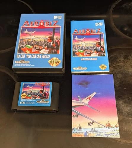Aerobiz (Sega Genesis 1992) Authentic Game Cartridge, CIB complete