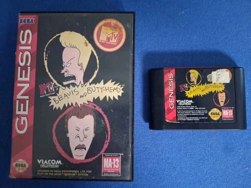 MTV's Beavis and Butt-Head (Sega Genesis, 1994) Tested/Works Good Condition