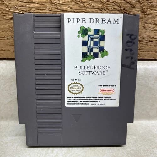 Pipe Dream Nintendo NES Game Cartridge 1990 Bullet-Proof Software Puzzle