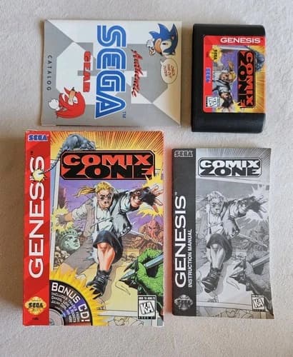 COMIX ZONE SEGA GENESIS COMPLETE IN BOX W/ SEGA GEAR AD