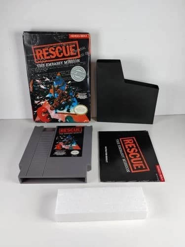 Rescue The Embassy Mission (Nintendo NES) CIB W Protector - Tested- VG Condition