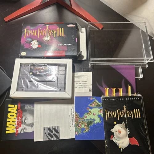 Super Nintendo SNES Final Fantasy III 3 CIB Complete Box and elevator gameboy