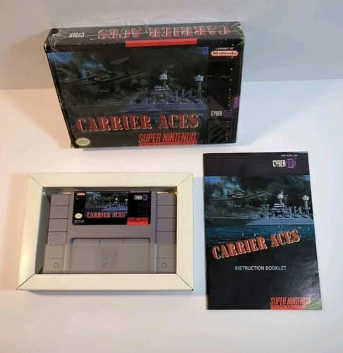 Carrier Aces SNES Super Nintendo Complete CIB w/ Box, Manual, Game Cartridge