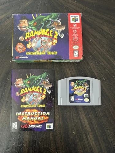 Nintendo 64 N64 Game Rampage 2 Universal Tour CIB Complete In Box